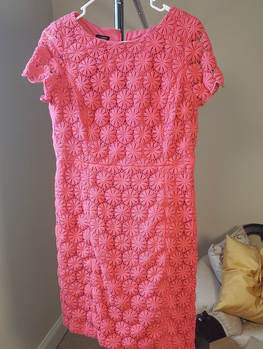 Talbots Coral Pink Crochet Lace Midi Dress